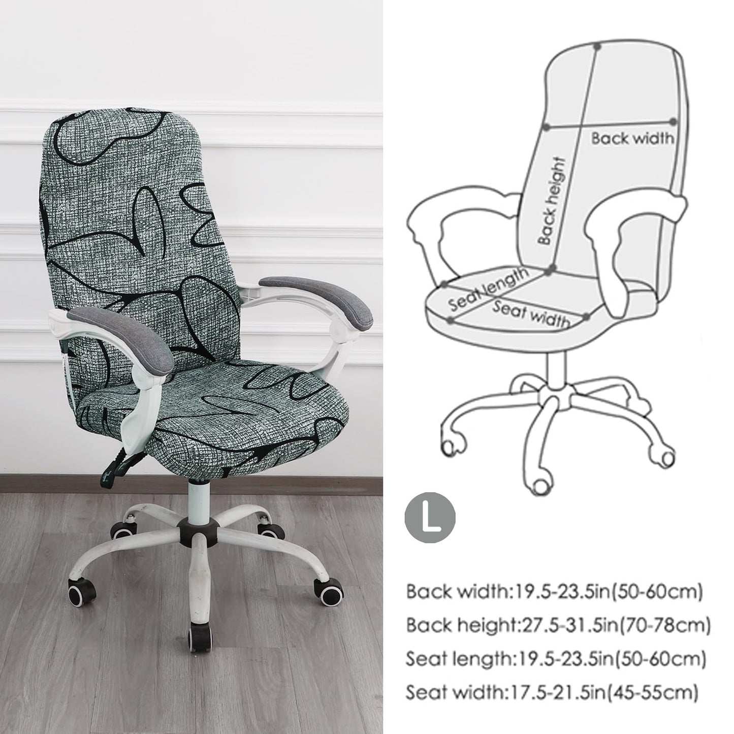 Intense Grey Abstract Floral - Guide on How to measure chair size for an Stretchable Office boss Chair Cover