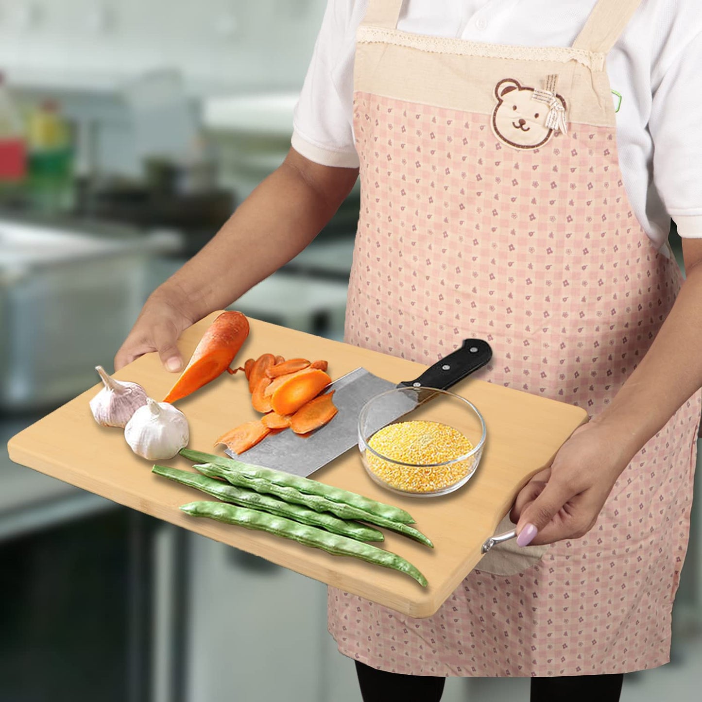 Bamboo Wood Jumbo Chopping Cutting Board for Kitchen - Beige