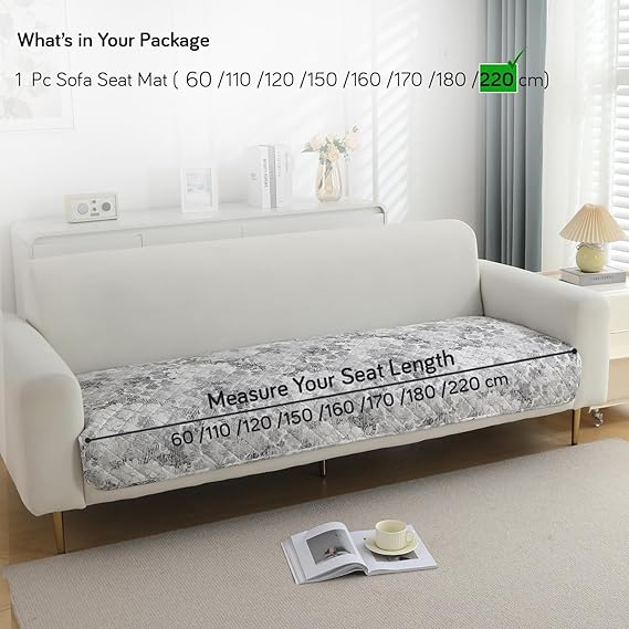 Quilted, Waterproof and Anti-Slip Sofa Cover Mat, Abstract Pale Grey