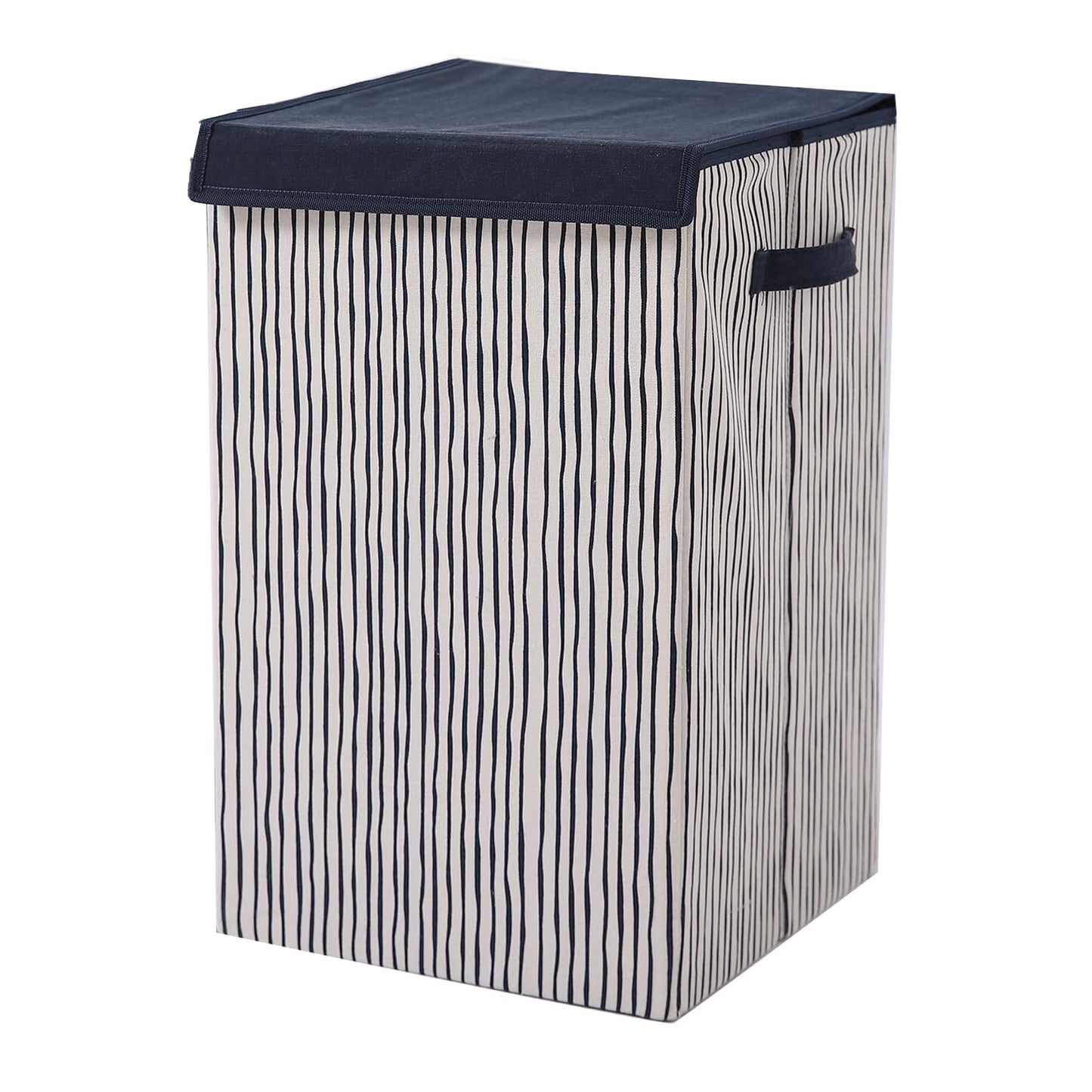 Foldable Laundry Basket for Clothes with Lid, Stripes