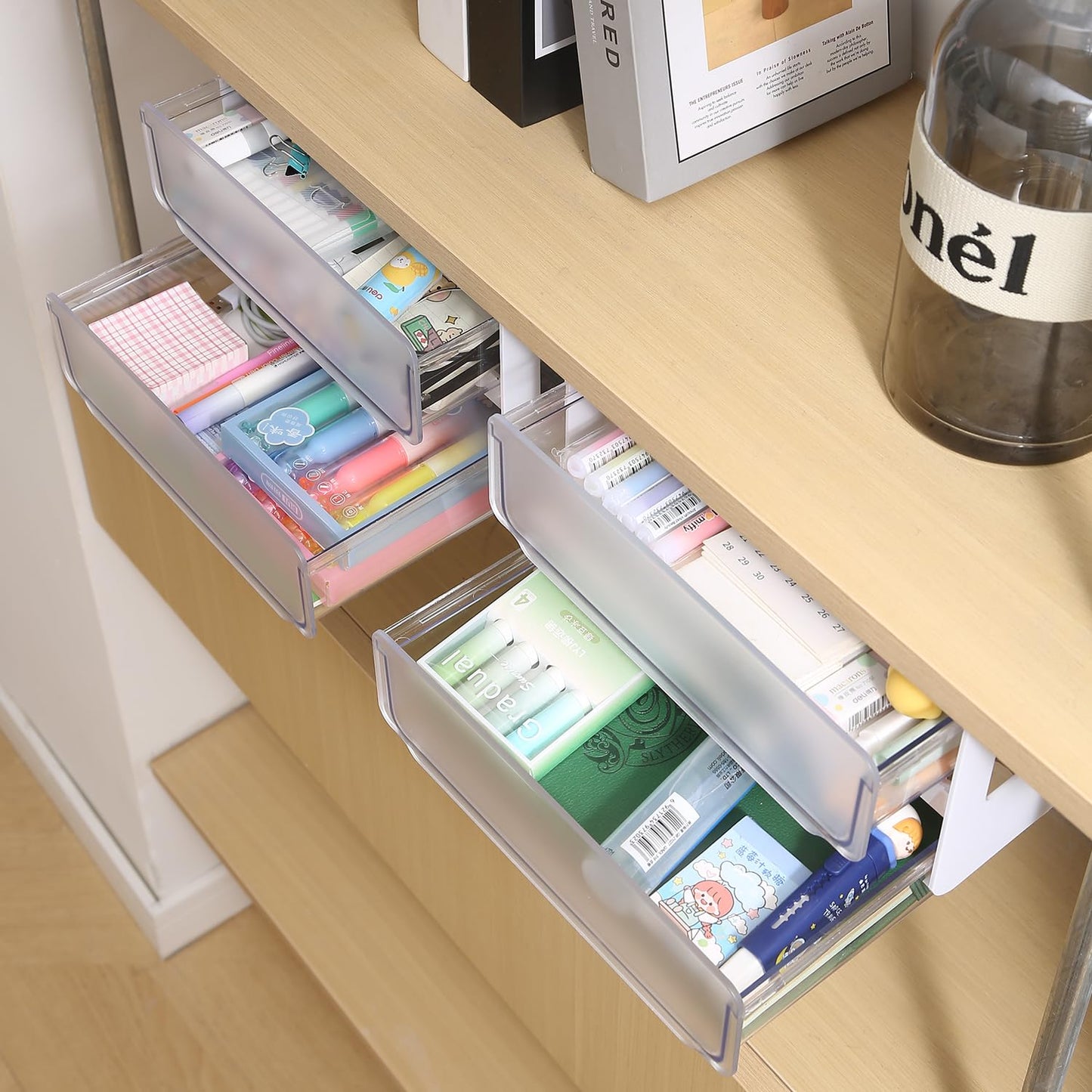 Drawers for Under Table/Wardrobe. Self Adhesive, Easy Installation. Innovative Desk Organizer