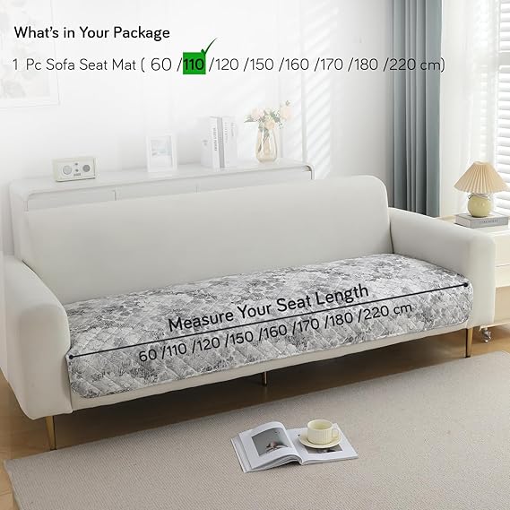 Quilted, Waterproof and Anti-Slip Sofa Cover Mat, Abstract Pale Grey