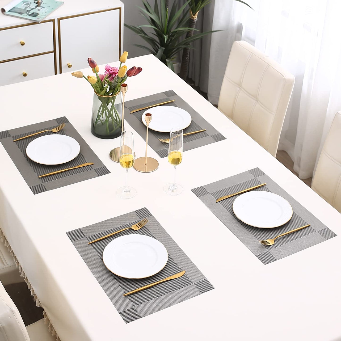 PVC Dining Table Mats, Grey