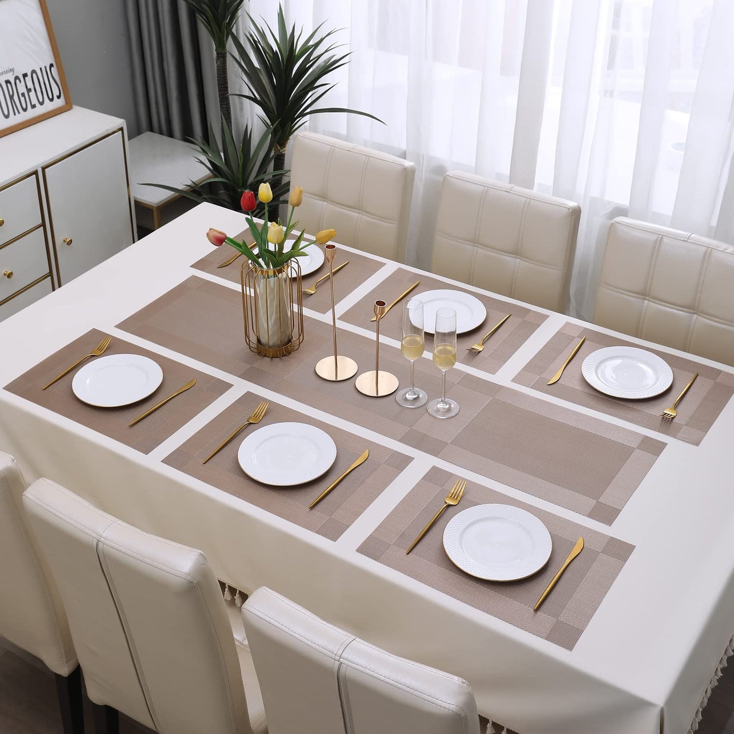 PVC Dining Table Mats, Copper Brown