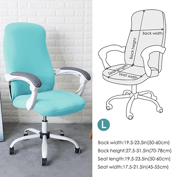HOKIPO 140gsm Stretchable Office Chair Cover, Sky Blue - Medium / Large