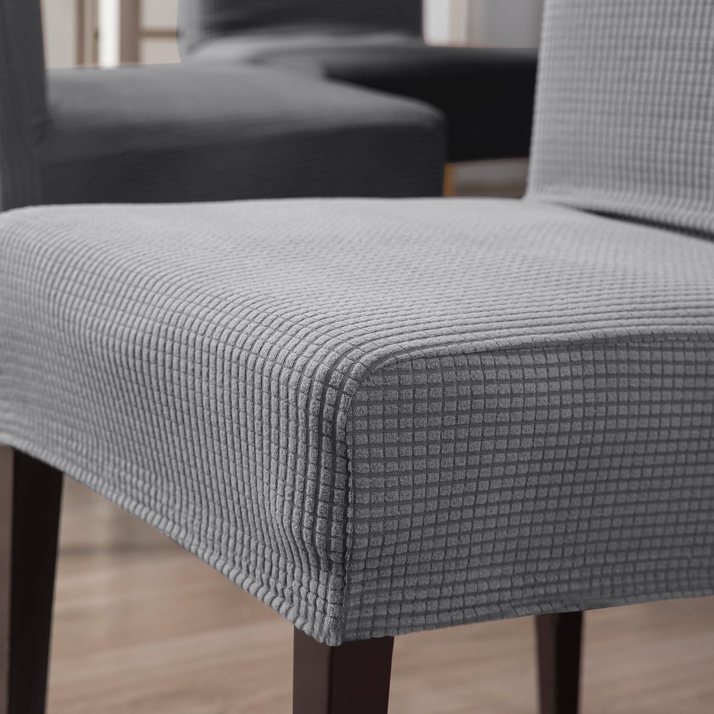 200 GSM Jacquard Set of 1/2/4/6 Dining Chair Cover, Light Grey