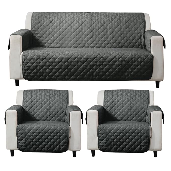 Anchor Grey quilted 3 1 1 seater sofa cover