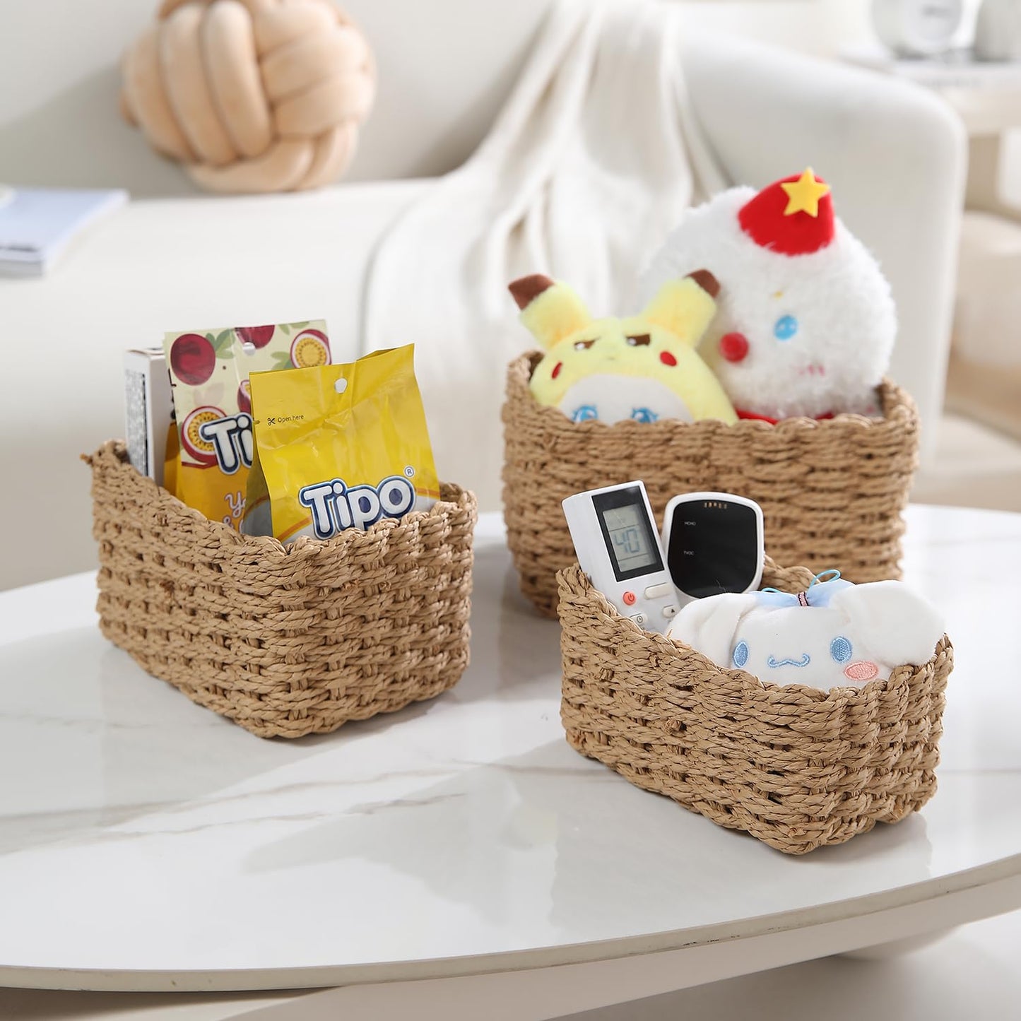 Eco-Friendly Paper Rope Storage Basket, Set of 2, Brown