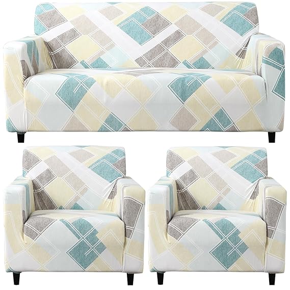 Elastic Stretchable Printed Sofa Cover, Pastel Diamond