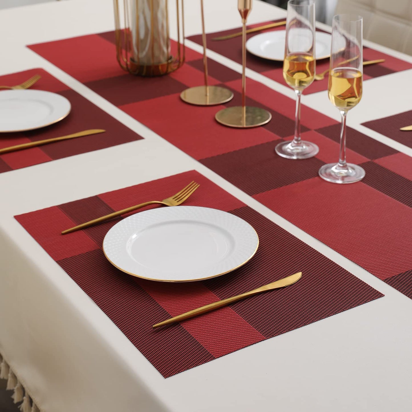 PVC Dining Table Mats, Ruby Red