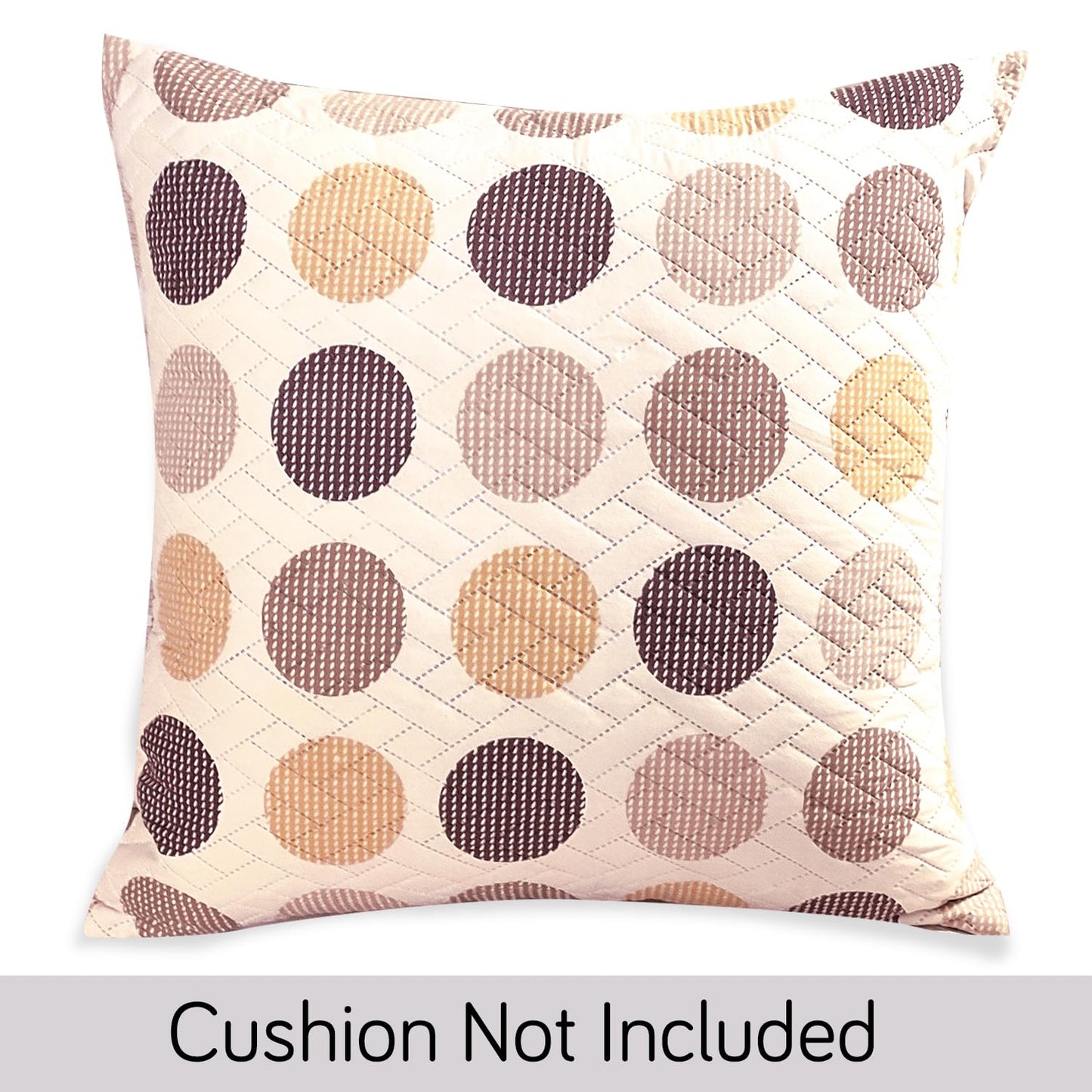 Buy Brown Polka Dot Print Quilted Cushion Cover