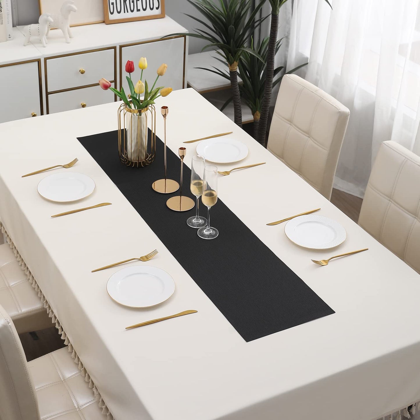 PVC Table Runner, Black