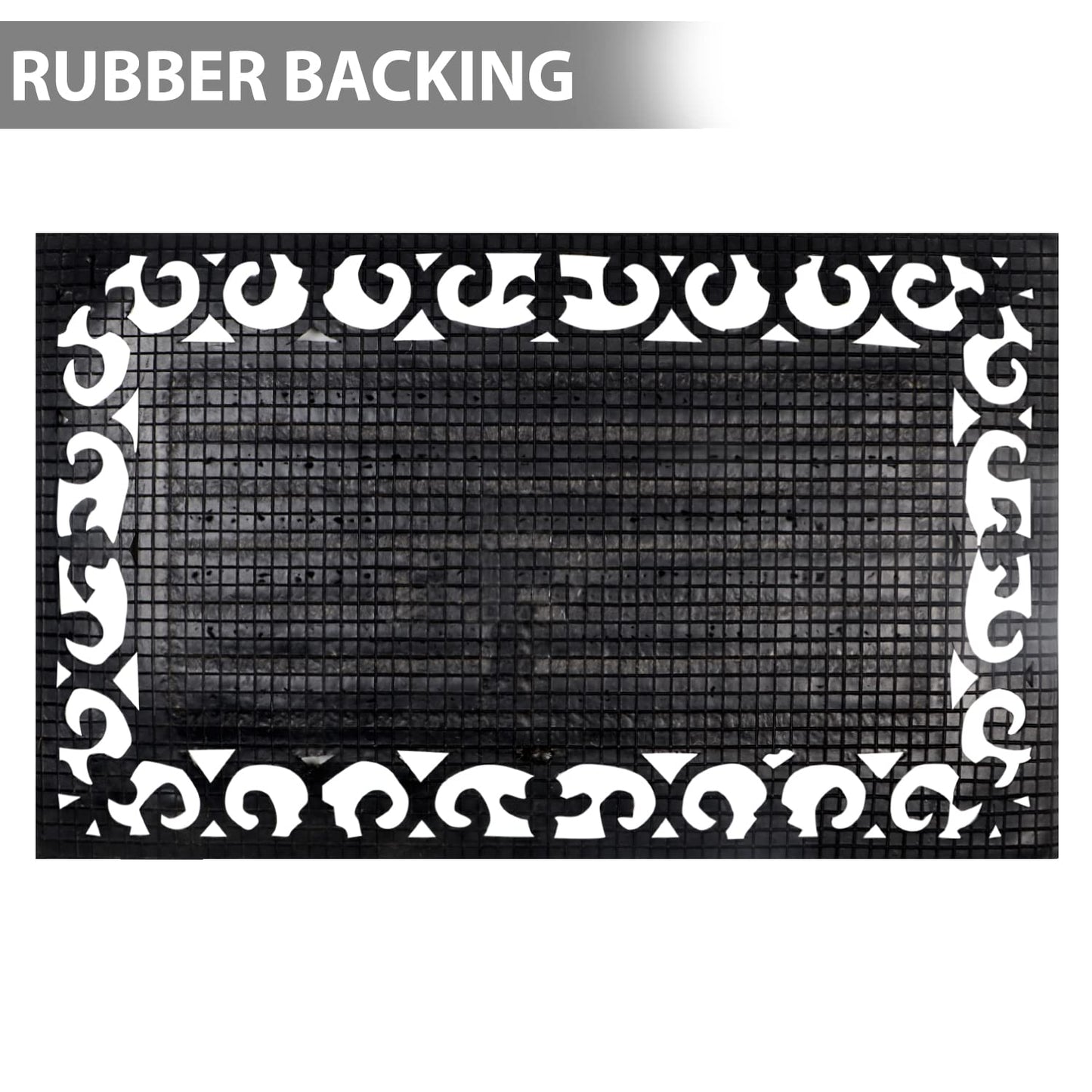 Outdoor Rubber Coir Grill Doormat, Rectangle, 45x75 cm