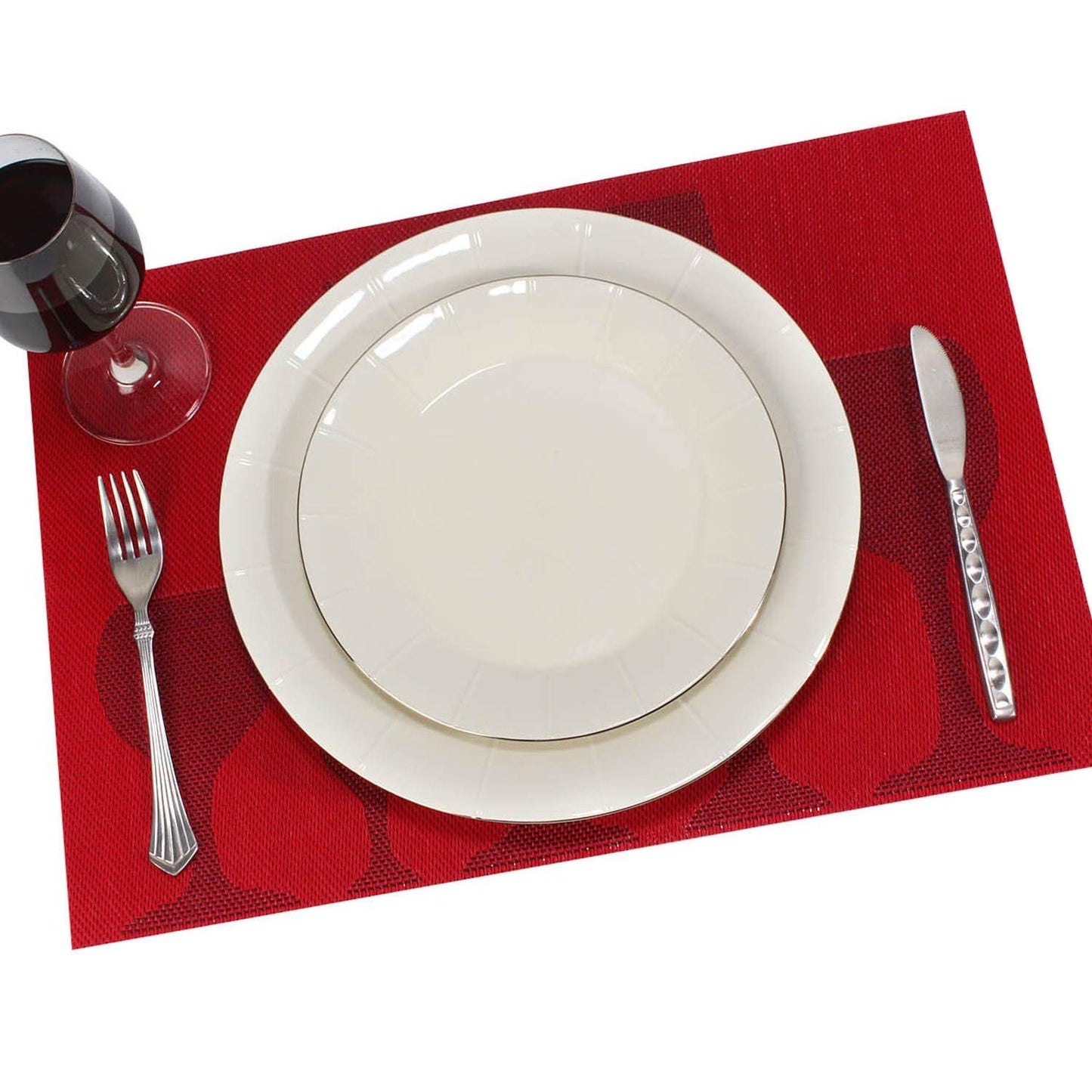 PVC Dining Table Mats, Cherry Red