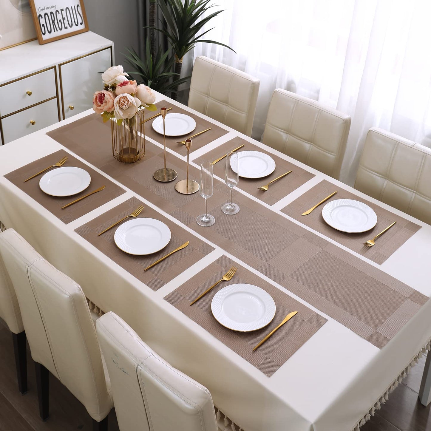 PVC Dining Table Mats, Copper Brown