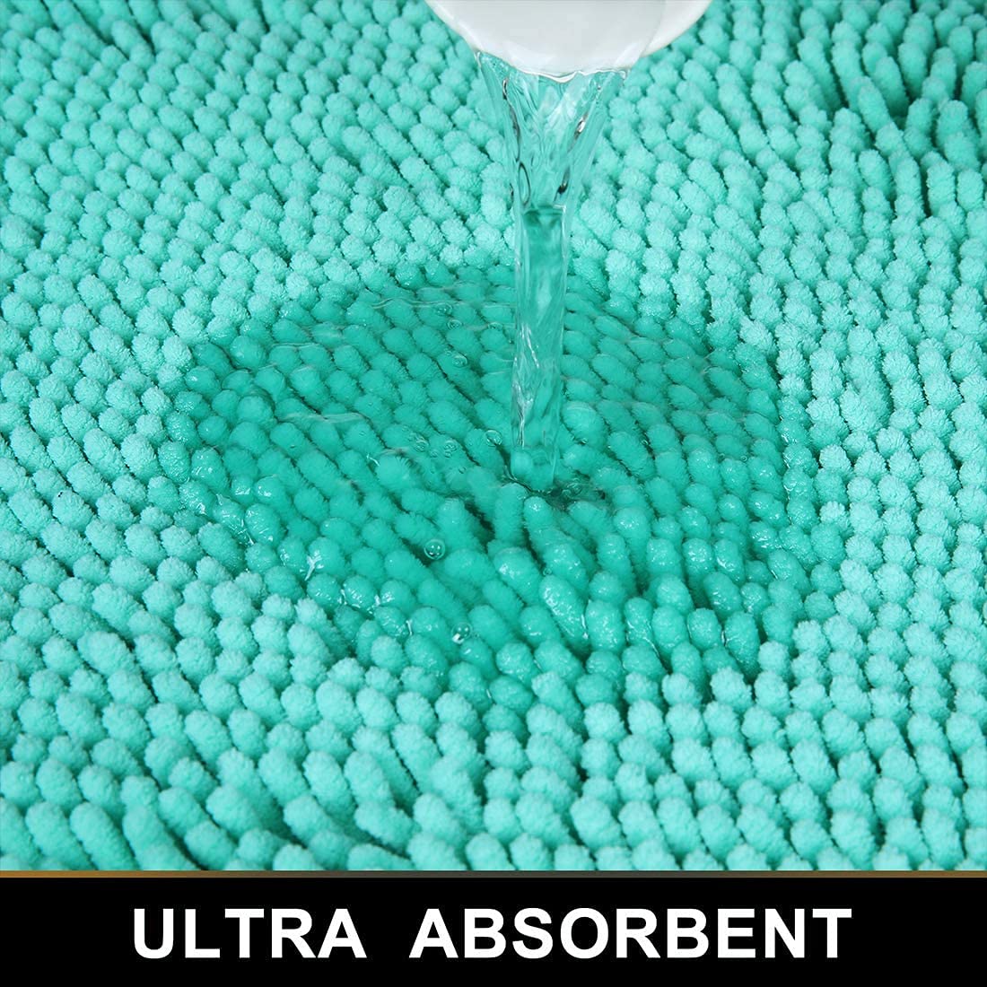 Chenille Luxury Bath Rug, Extra Soft And Absorbent Large Bathroom, Turquoise