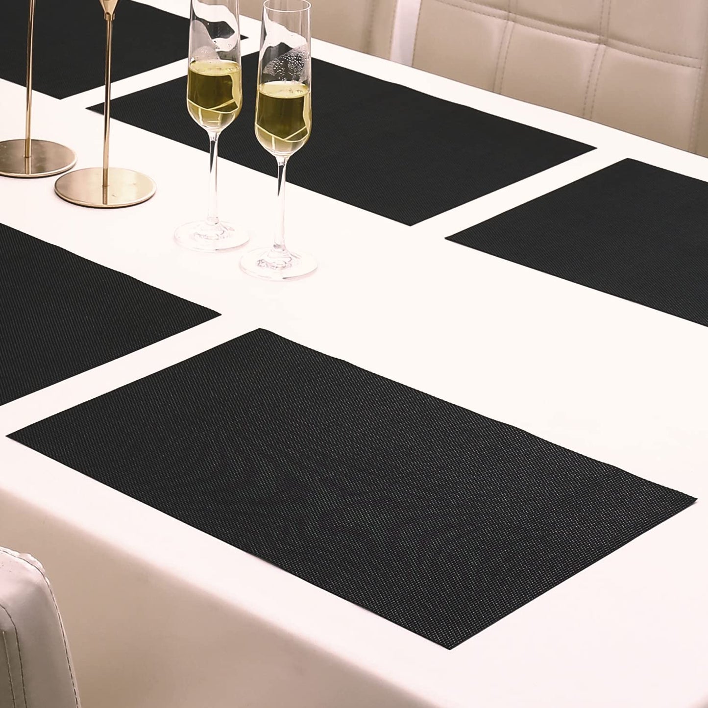 PVC Dining Table Mats, Jet Black