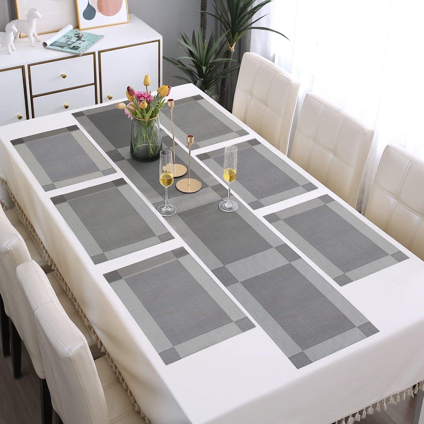 PVC Dining Table Mats, Grey