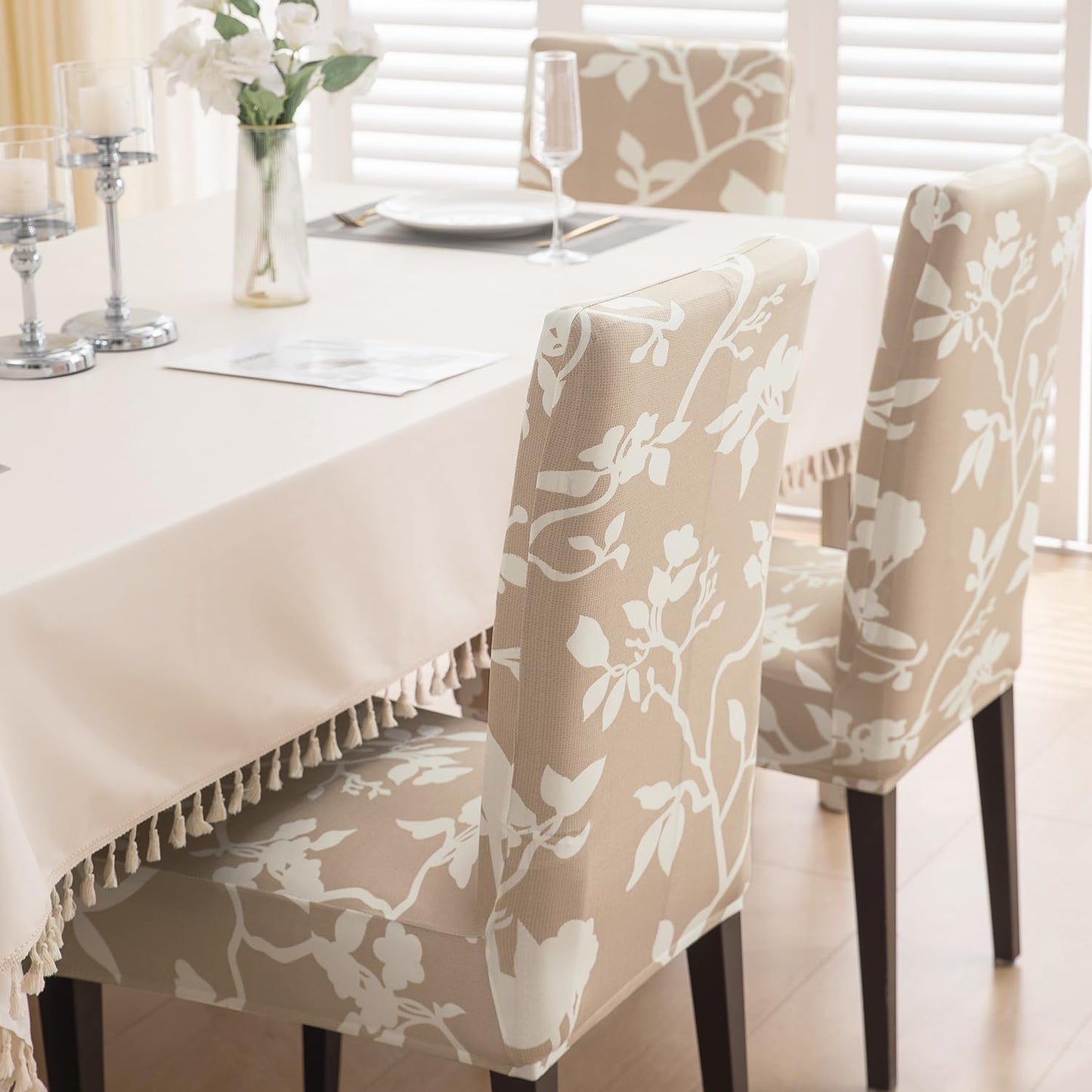 Buff Brown Sillehoute Floral Print stylish chair cover