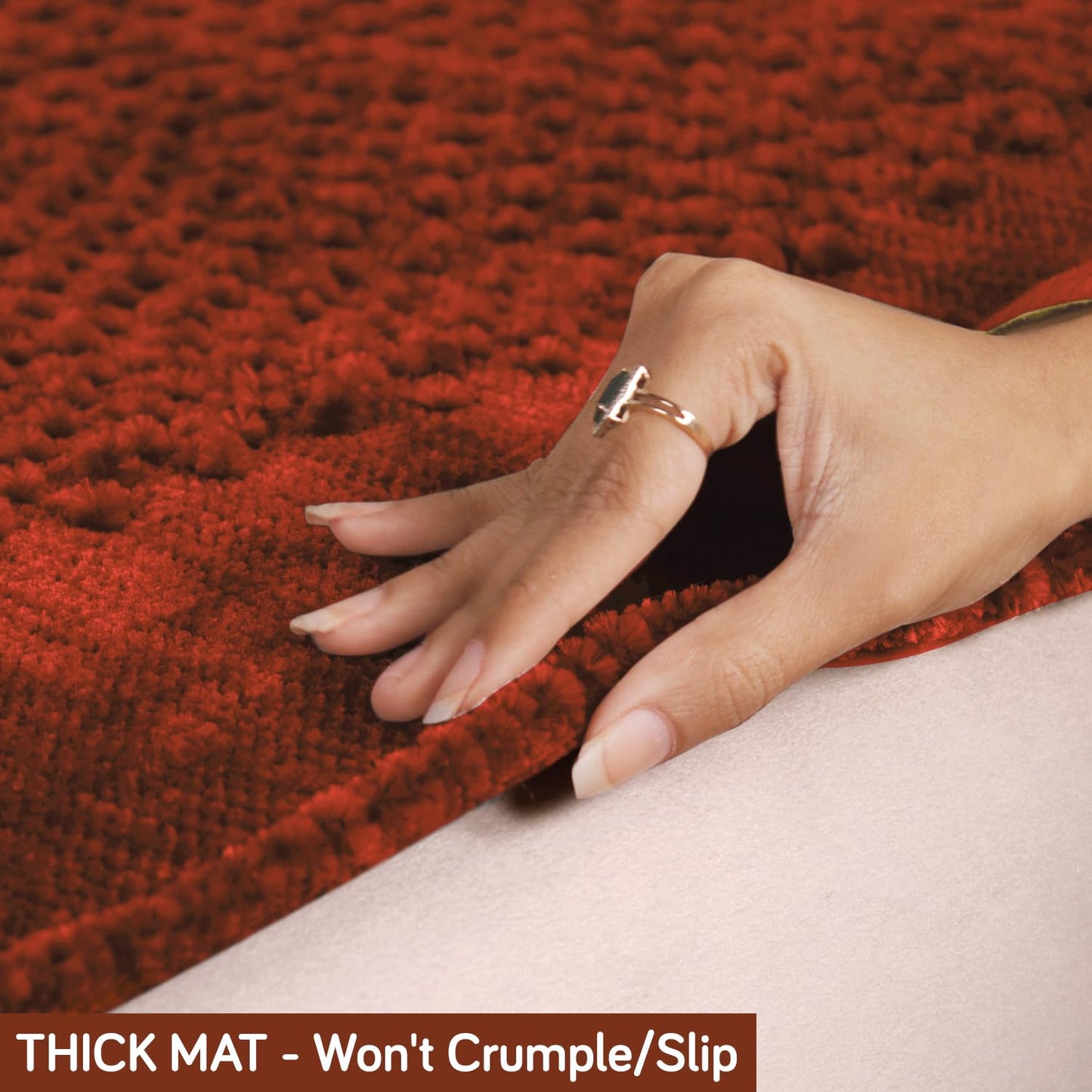 Handloom Made Thick Poly Velvet Reversible Sofa Mat for 1/2/3 Seater, Rust Brown