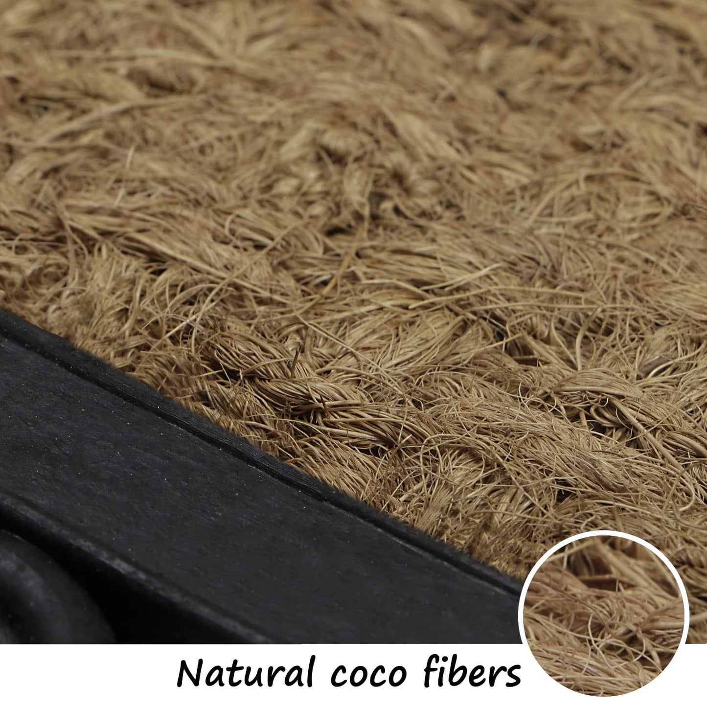 Natural Rubber Coir Doormat with Designer Border, Anti-Slip Rubber Backing, 45x75 cm