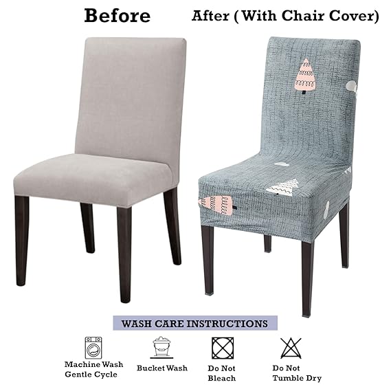 Elastic Stretchable Dining Chair Cover, Grey Chirstmas Tree