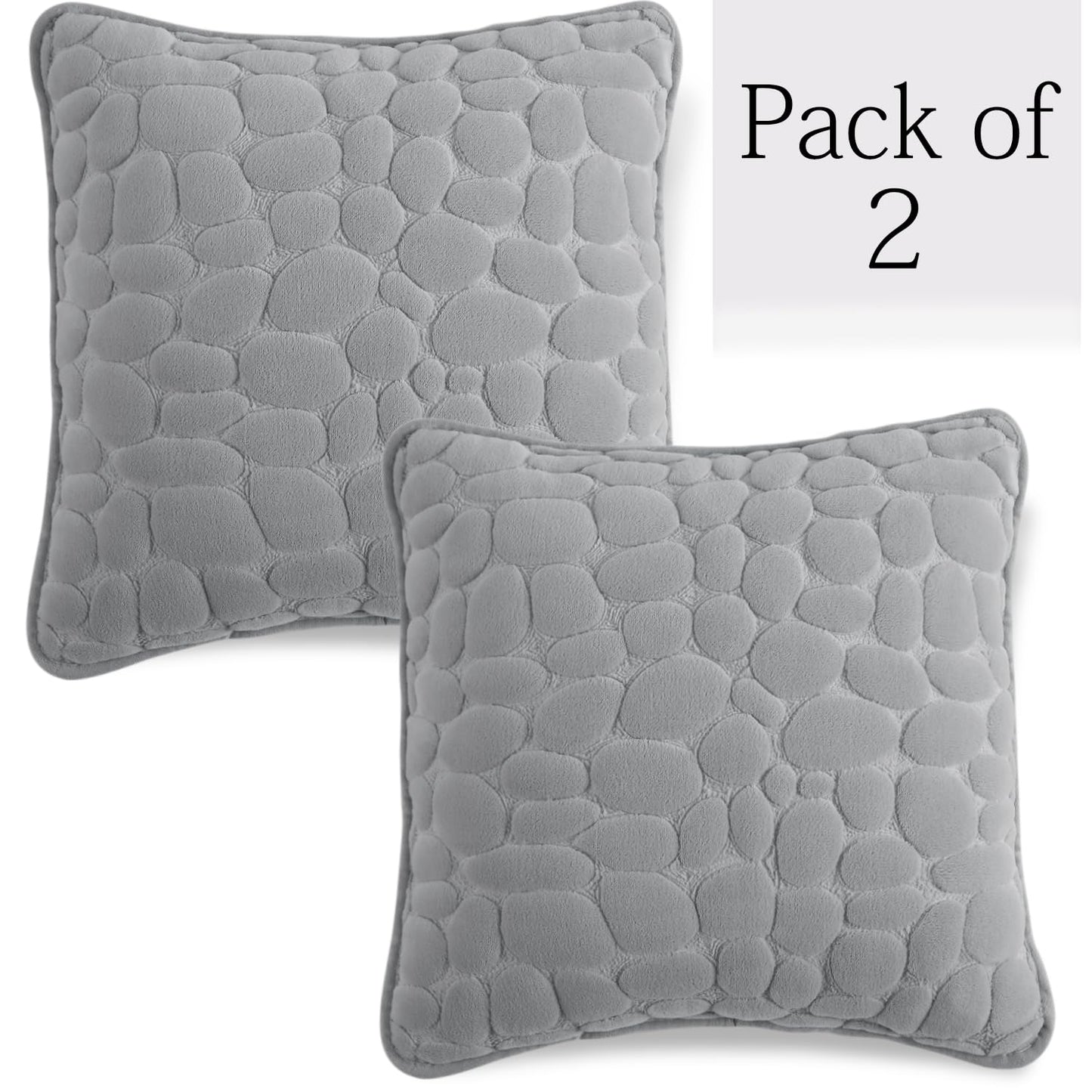 Milk Velvet Pebble Cushion Cover Pack of 2, Moon Grey