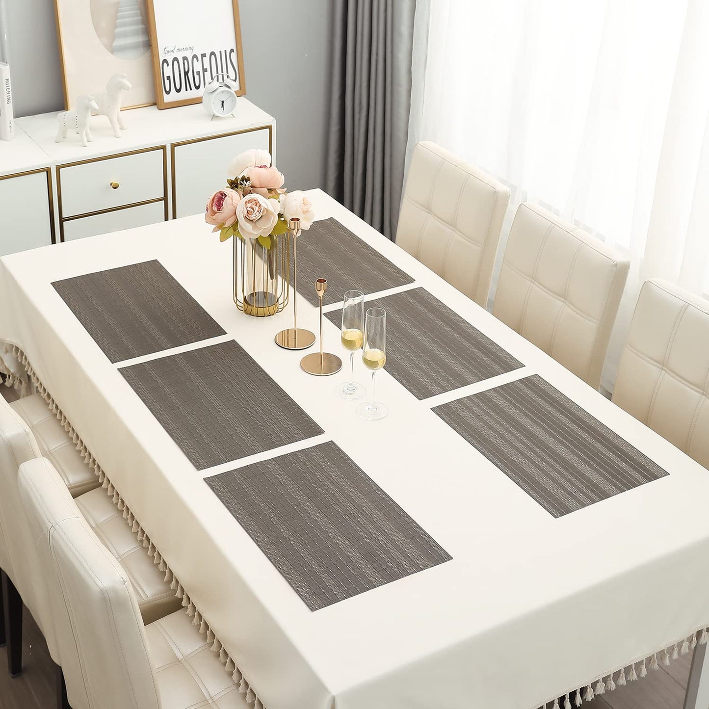 PVC Dining Table Mats, Shadow Grey