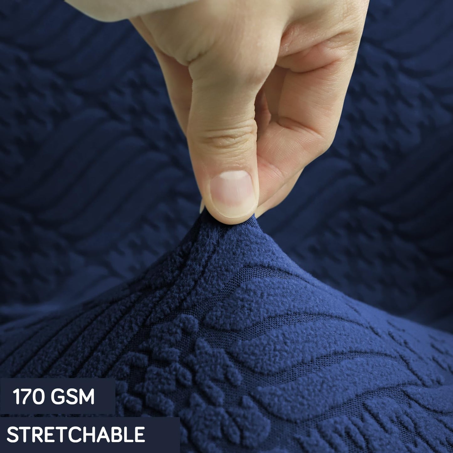 170GSM Stretchable Jacquard Office Chair Cover, Navy Blue