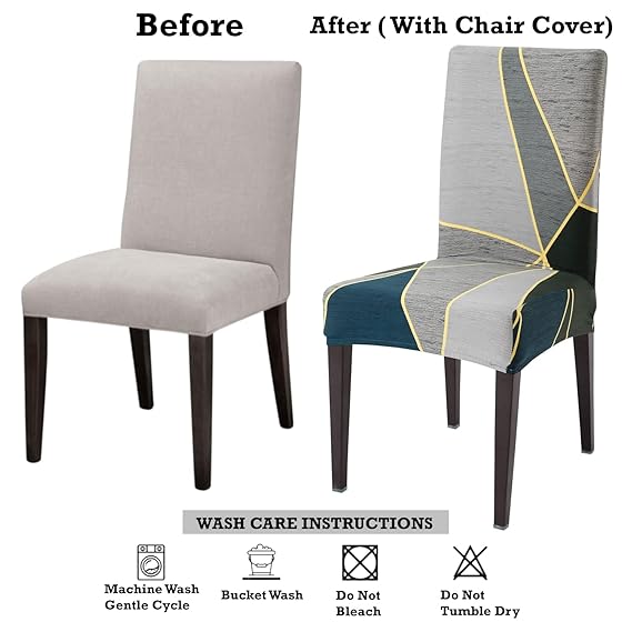 Elastic Stretchable Dining Chair Cover, Seaweed Geometric Abstract
