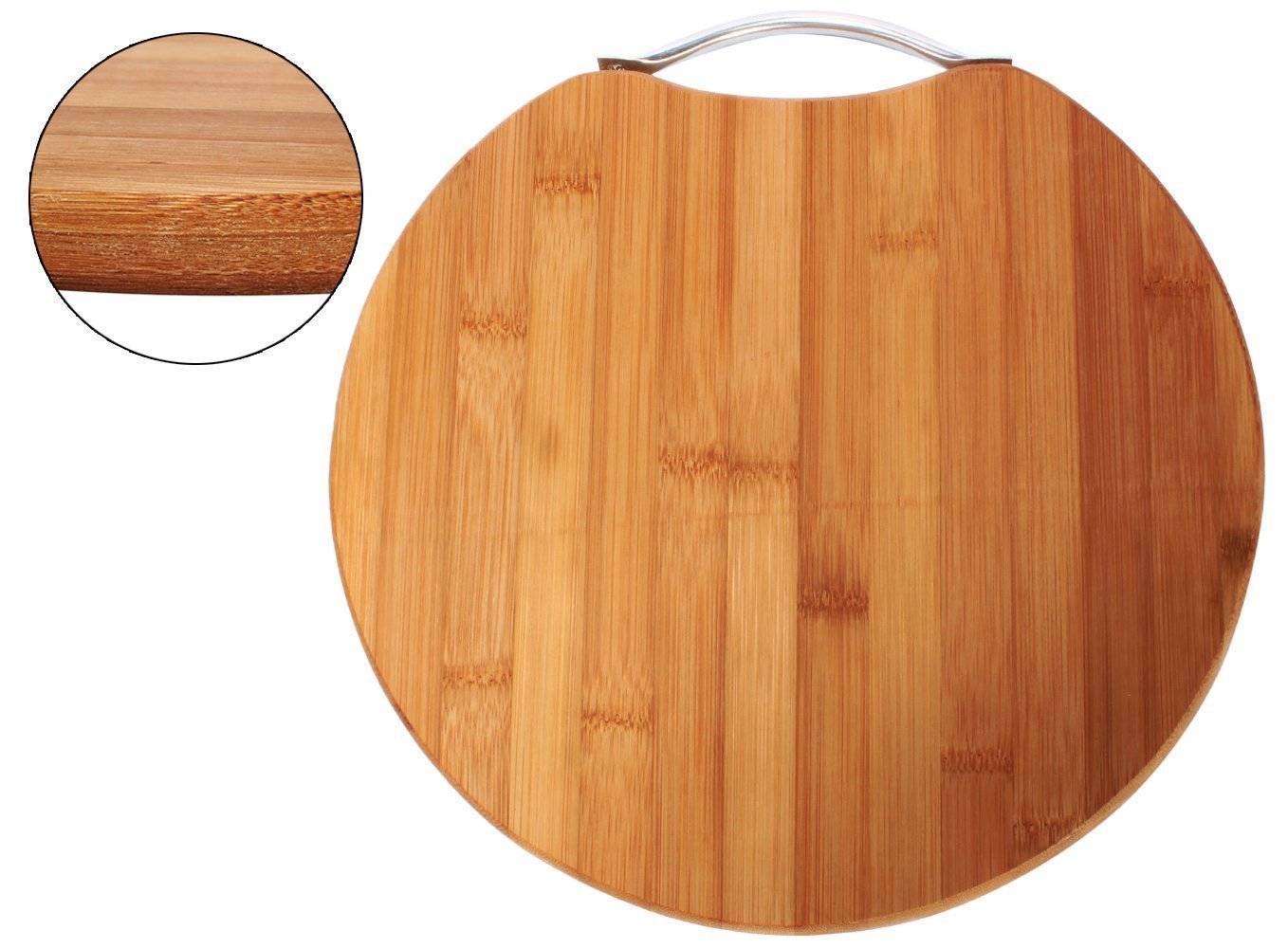 Circular Eco-Friendly Natural Bamboo/Wooden Chopping Cutting Board with Handle, 30 X 30cm
