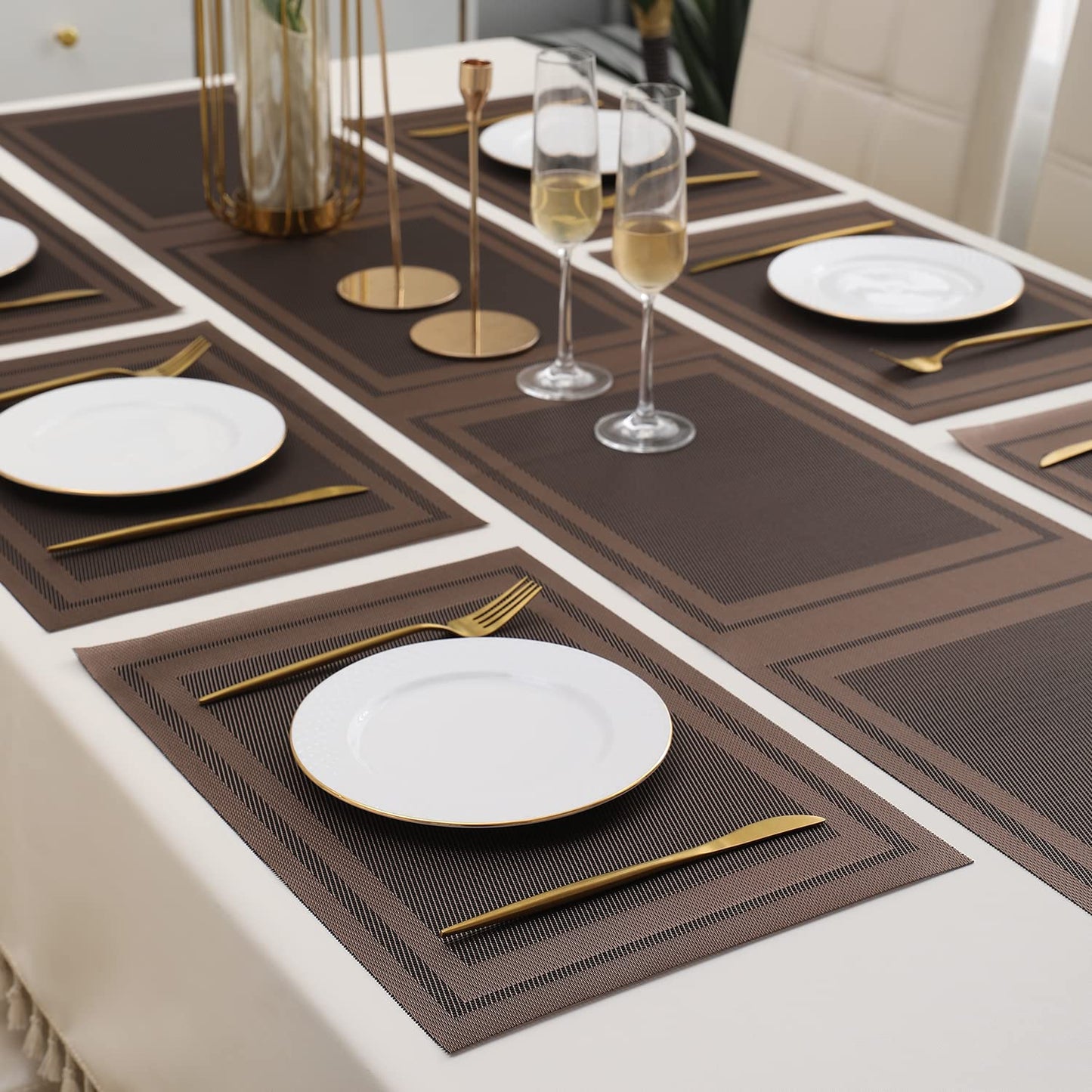 PVC Dining Table Mats, Copper Brown
