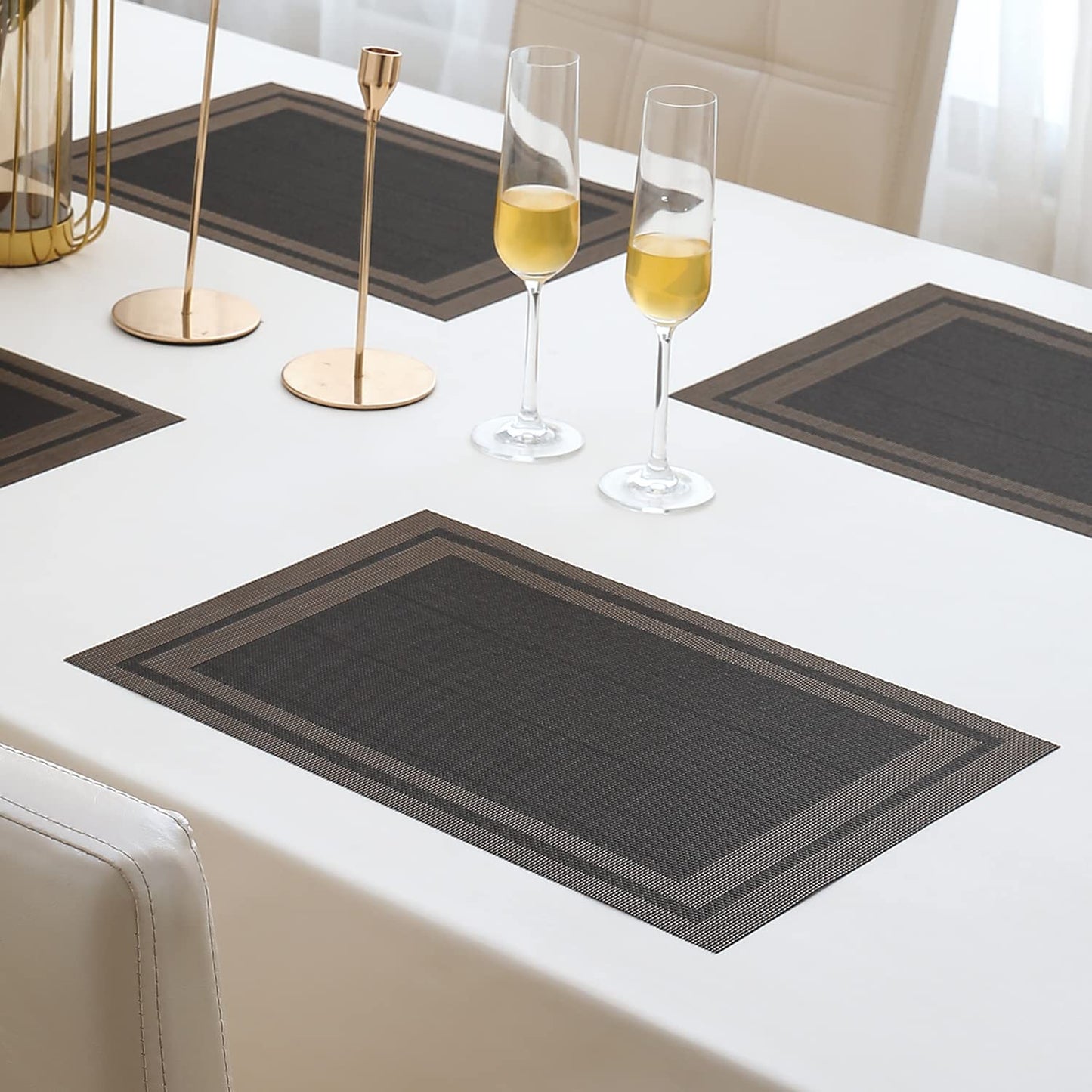 PVC Dining Table Mats, Charcoal Black