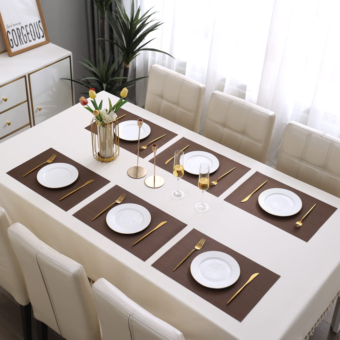PVC Dining Table Mats, Brown