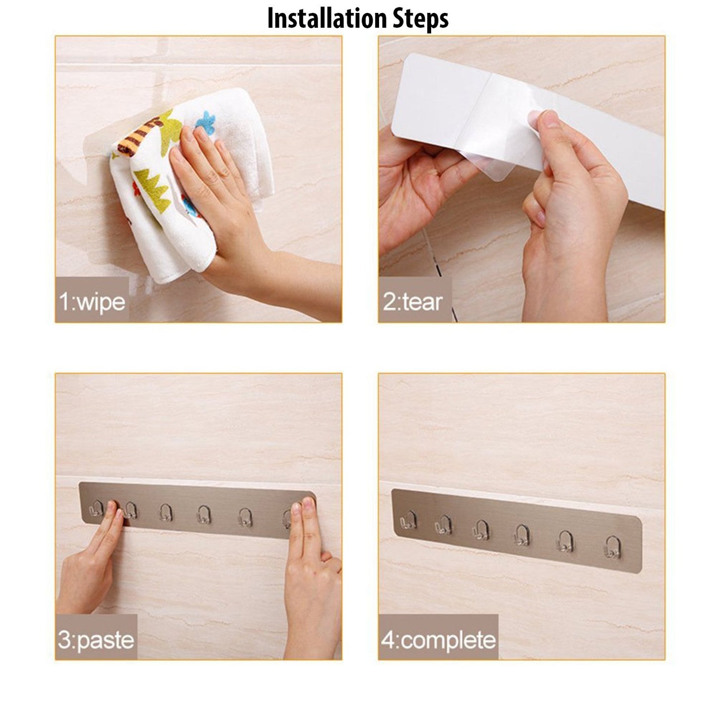 Magic Sticker Series Self Adhesive Bathroom Hook Rail, Hook for Kitchen, Wall Hooks for Hanging, Kitchen Hooks for Hanging Utensils, Key Holder White , Plastic