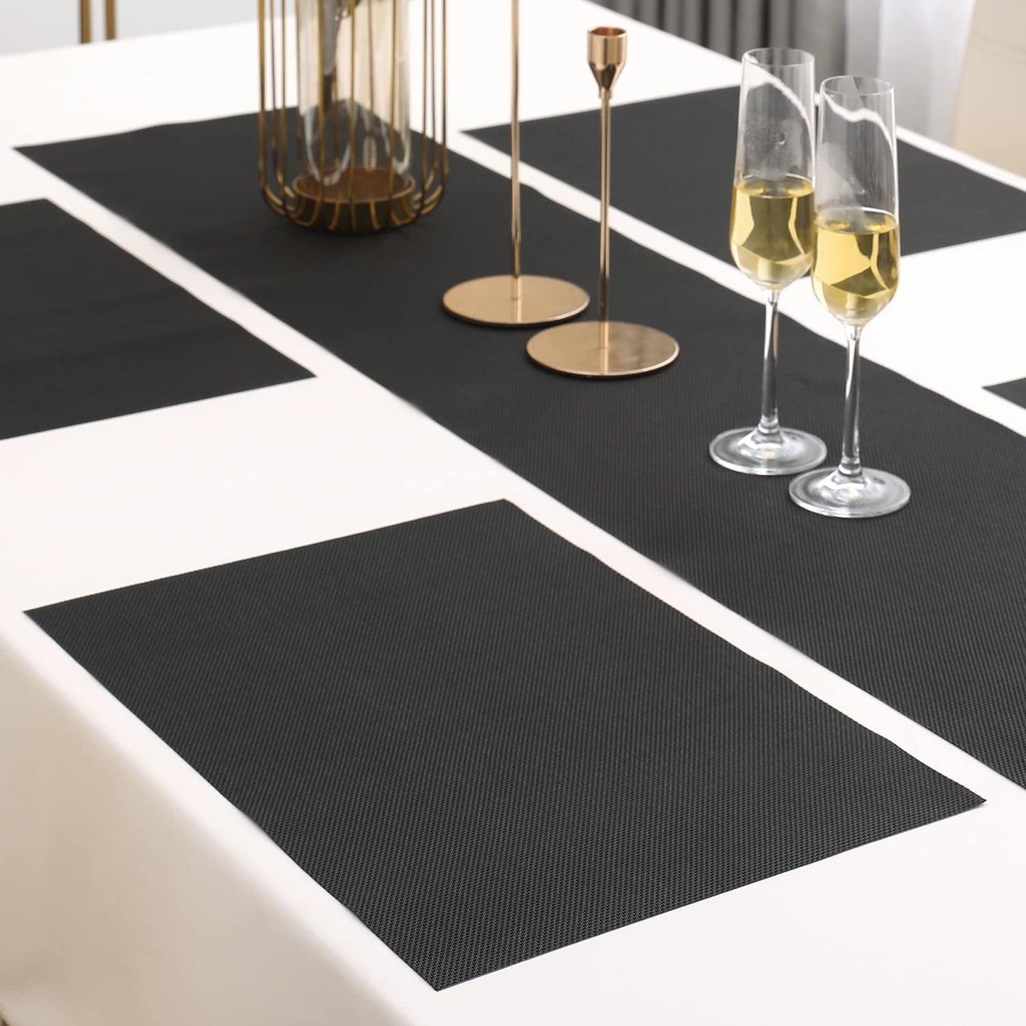 PVC Dining Table Mats, Jet Black