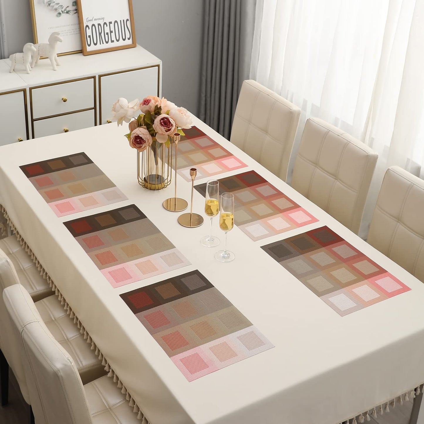 PVC Dining Table Mats, Gradient Red