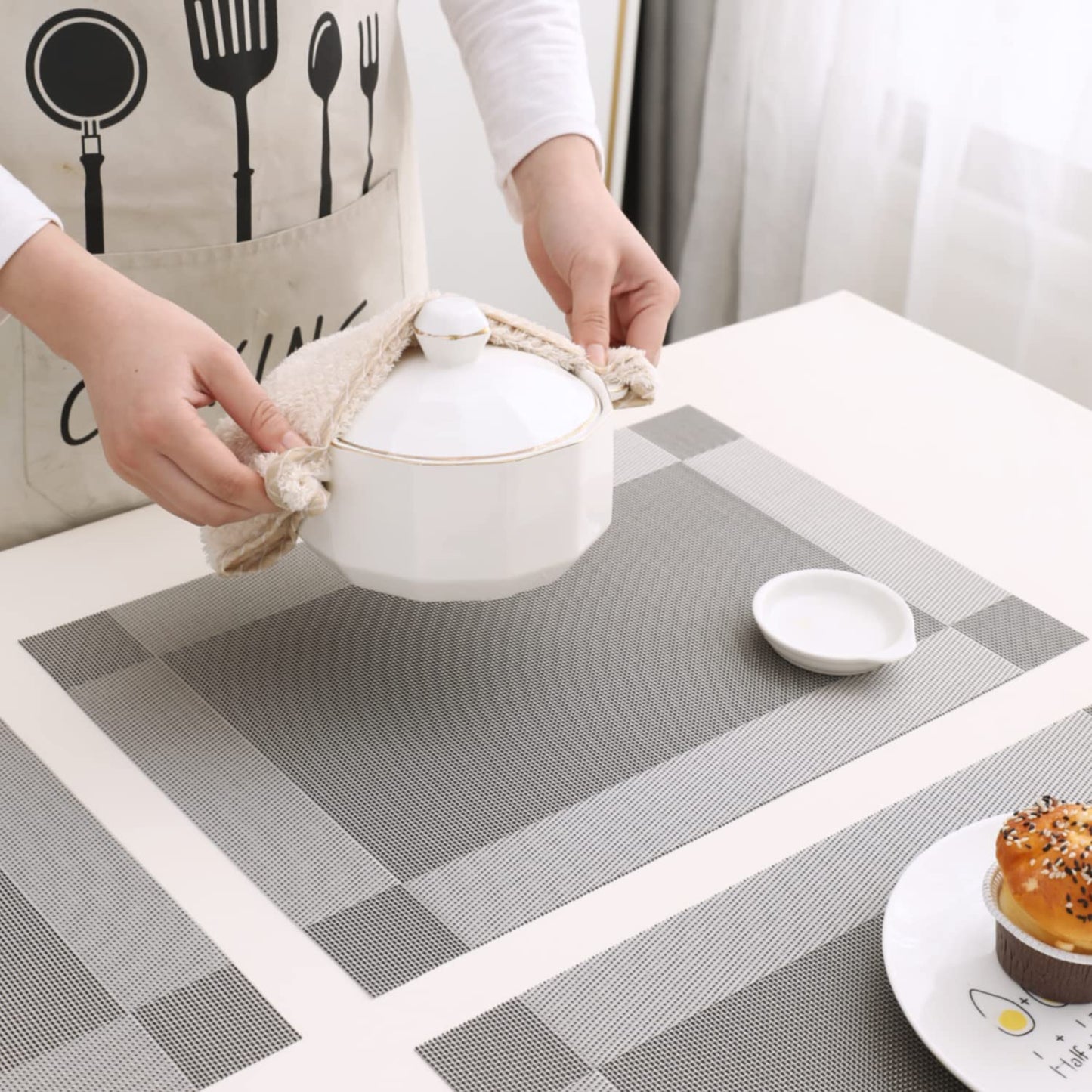PVC Dining Table Mats, Grey