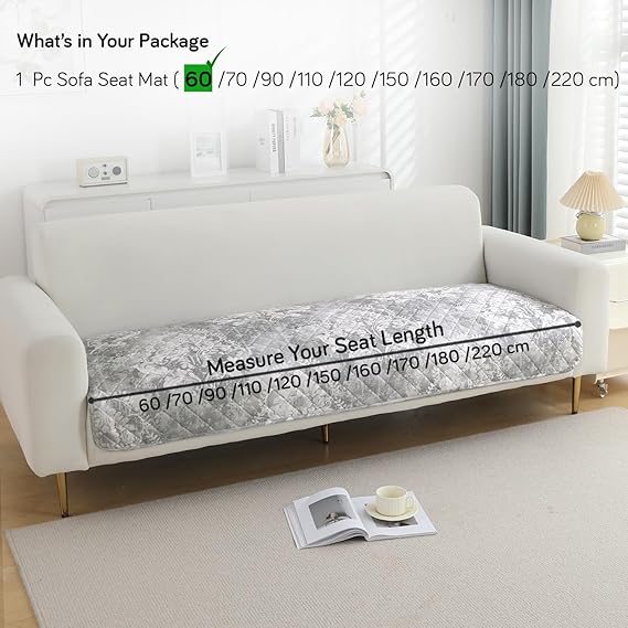 HOKIPO Quilted, Waterproof and Anti-Slip Sofa Cover Mat, Motifs Cloud Grey