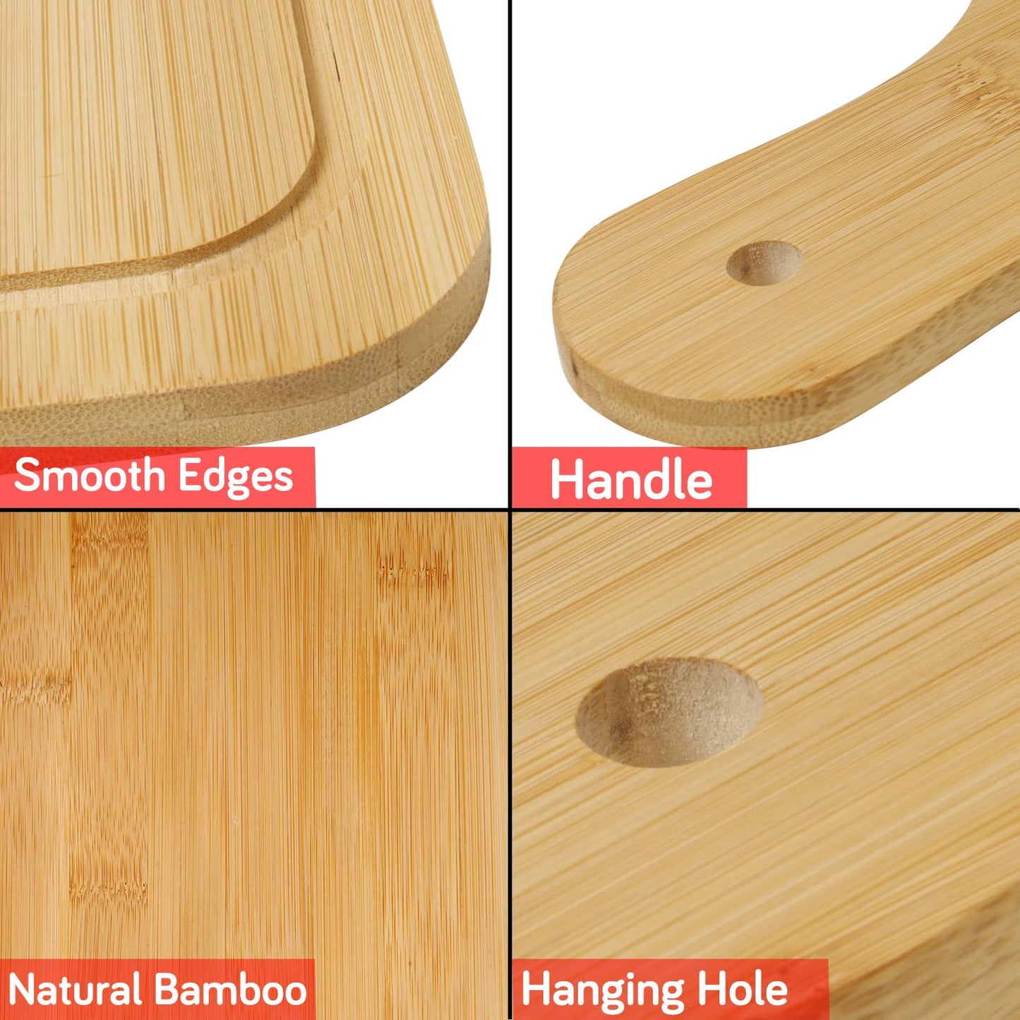 Wooden Platter Serving Tray with Handle | Pizza Tray | Snacks Serving Platter, 40x25 cm