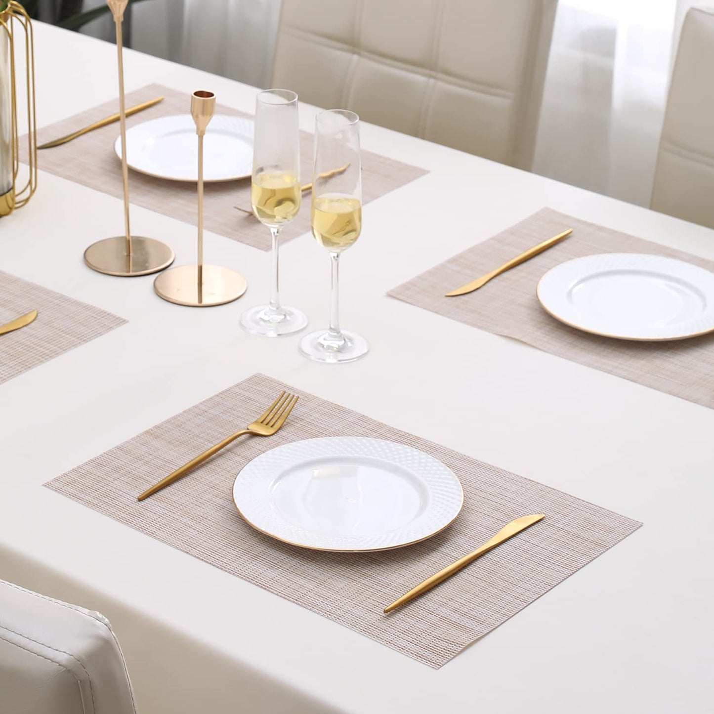 PVC Dining Table Mats, Beige