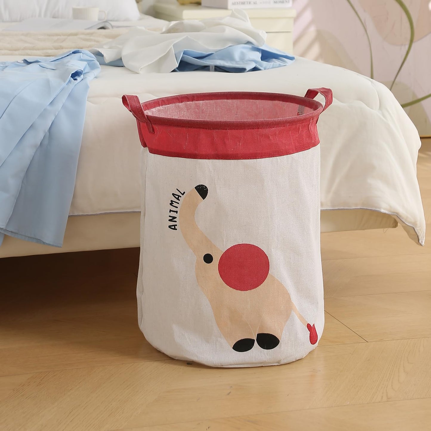 Fun Laundry Bag for Kids, Elephant Print Toy Organiser Storage Basket