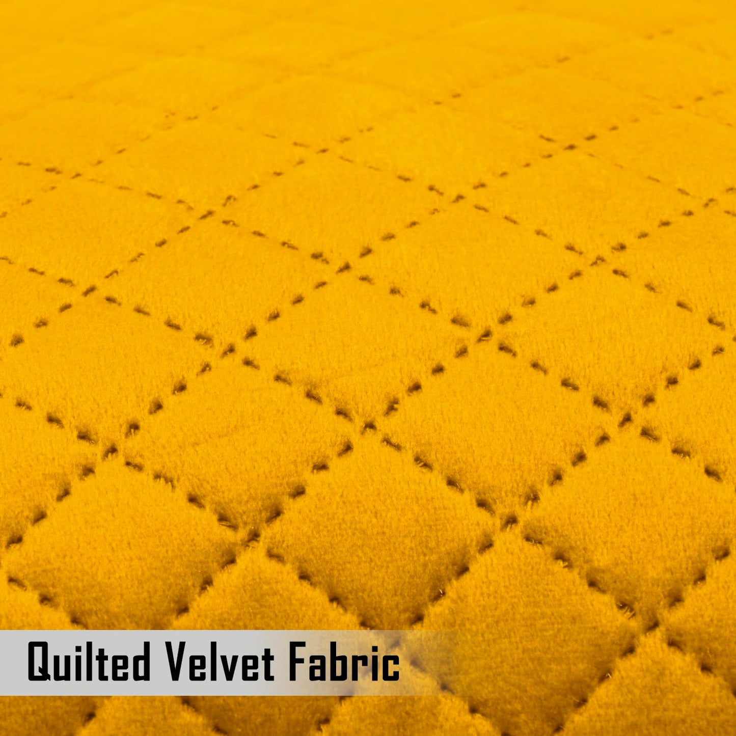 Quilted Velvet Sofa Cushion Cover Pack of 2, Mustard Yellow