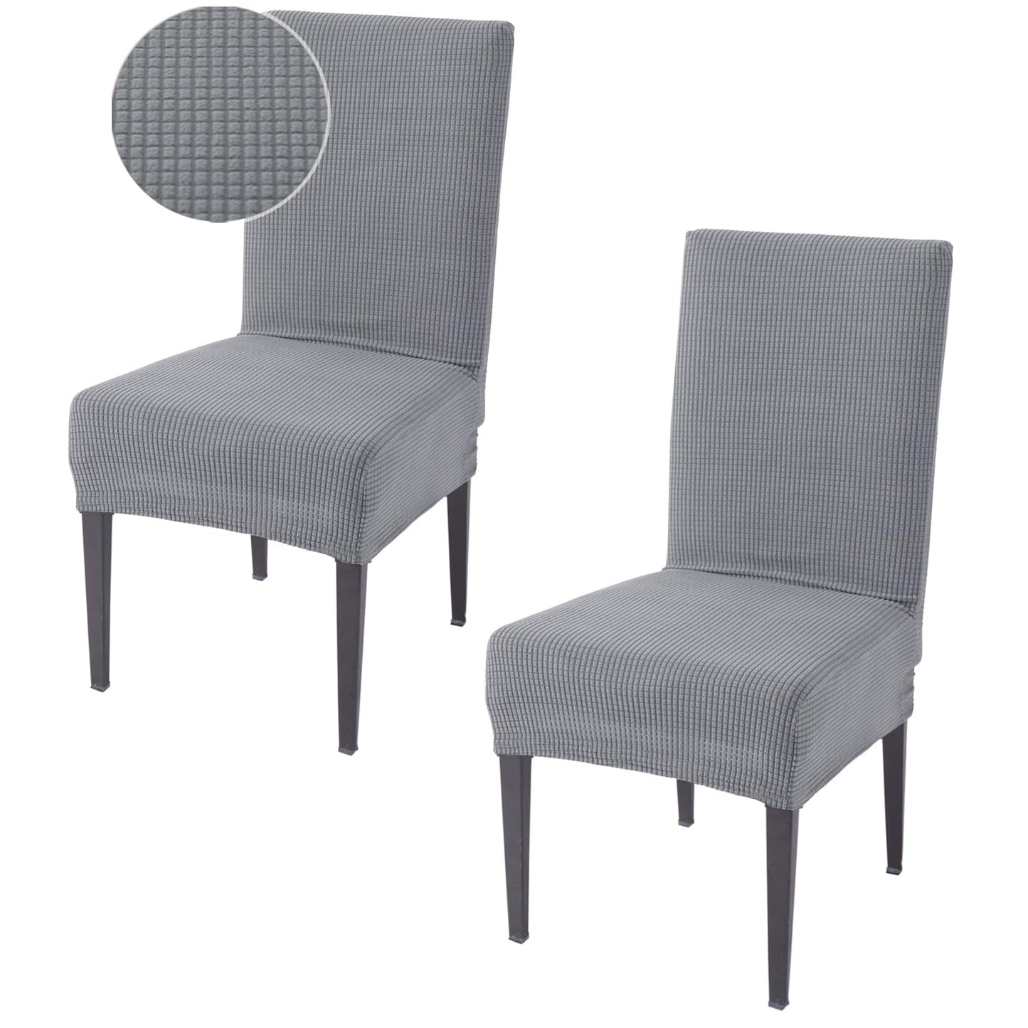 200 GSM Jacquard Set of 1/2/4/6 Dining Chair Cover, Light Grey