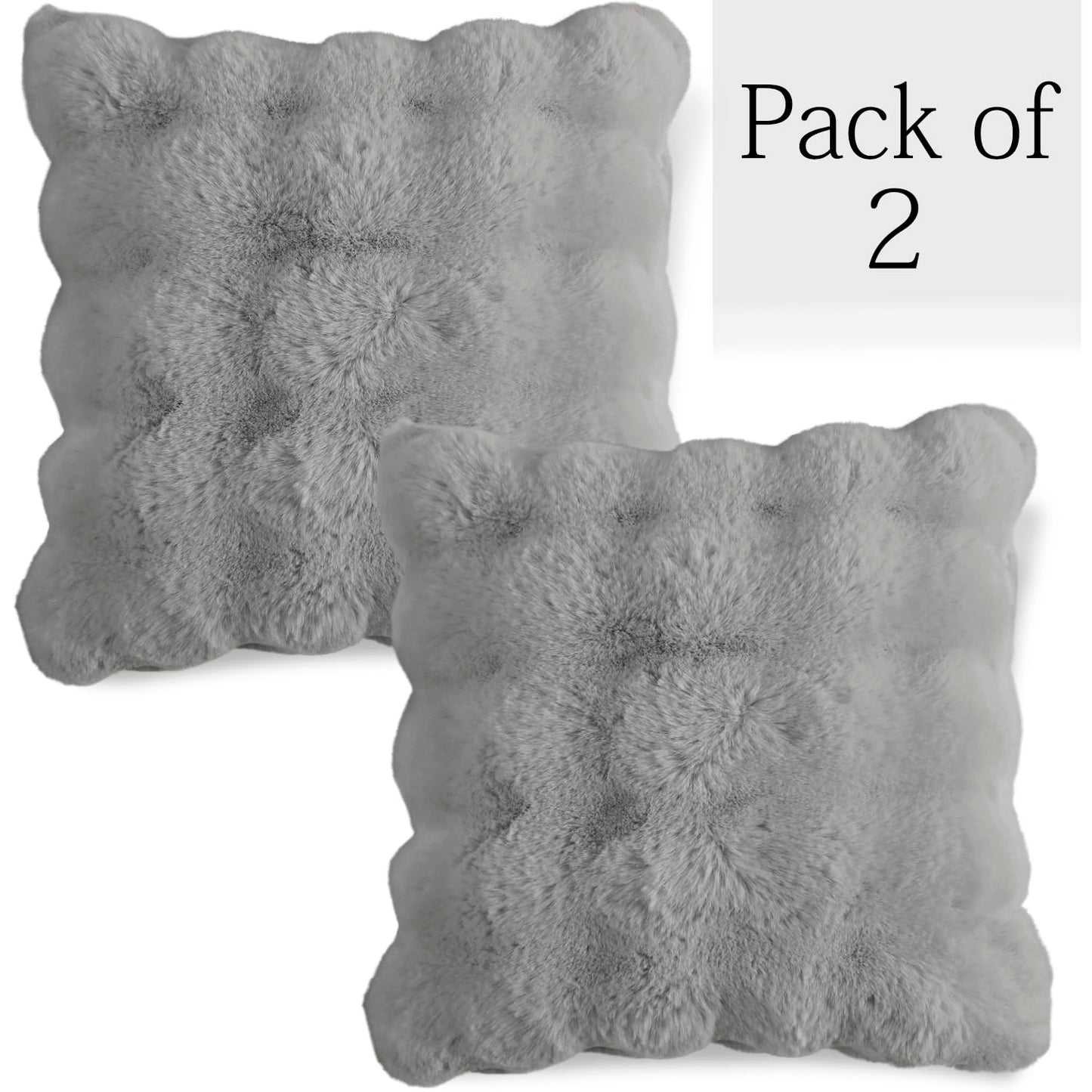 Buy cosy Cool Grey Colour Cute Zippered faux rabbit fur Cushion Covers