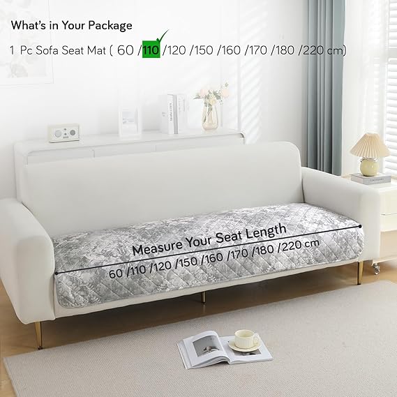 HOKIPO Quilted, Waterproof and Anti-Slip Sofa Cover Mat, Motifs Cloud Grey
