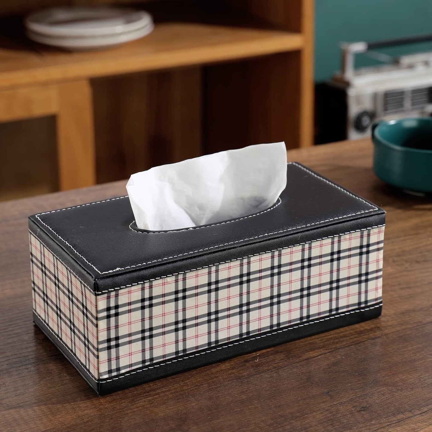 Beige Tissue Holder – Faux Leather | HOKIPO