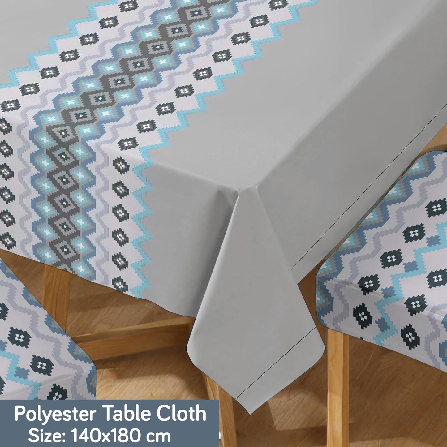 Fossil Grey Printed Dining Set Cover | 4/6 Seater
