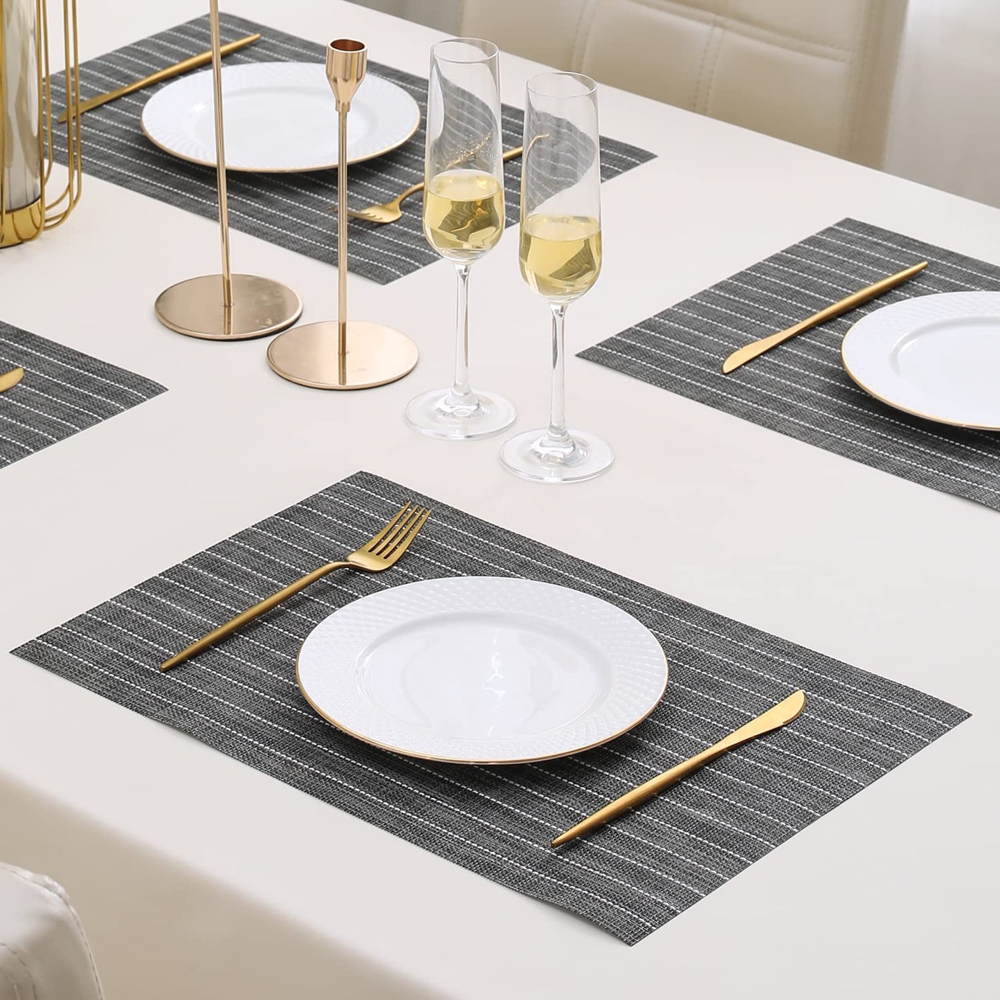 PVC Dining Table Mats, Grey
