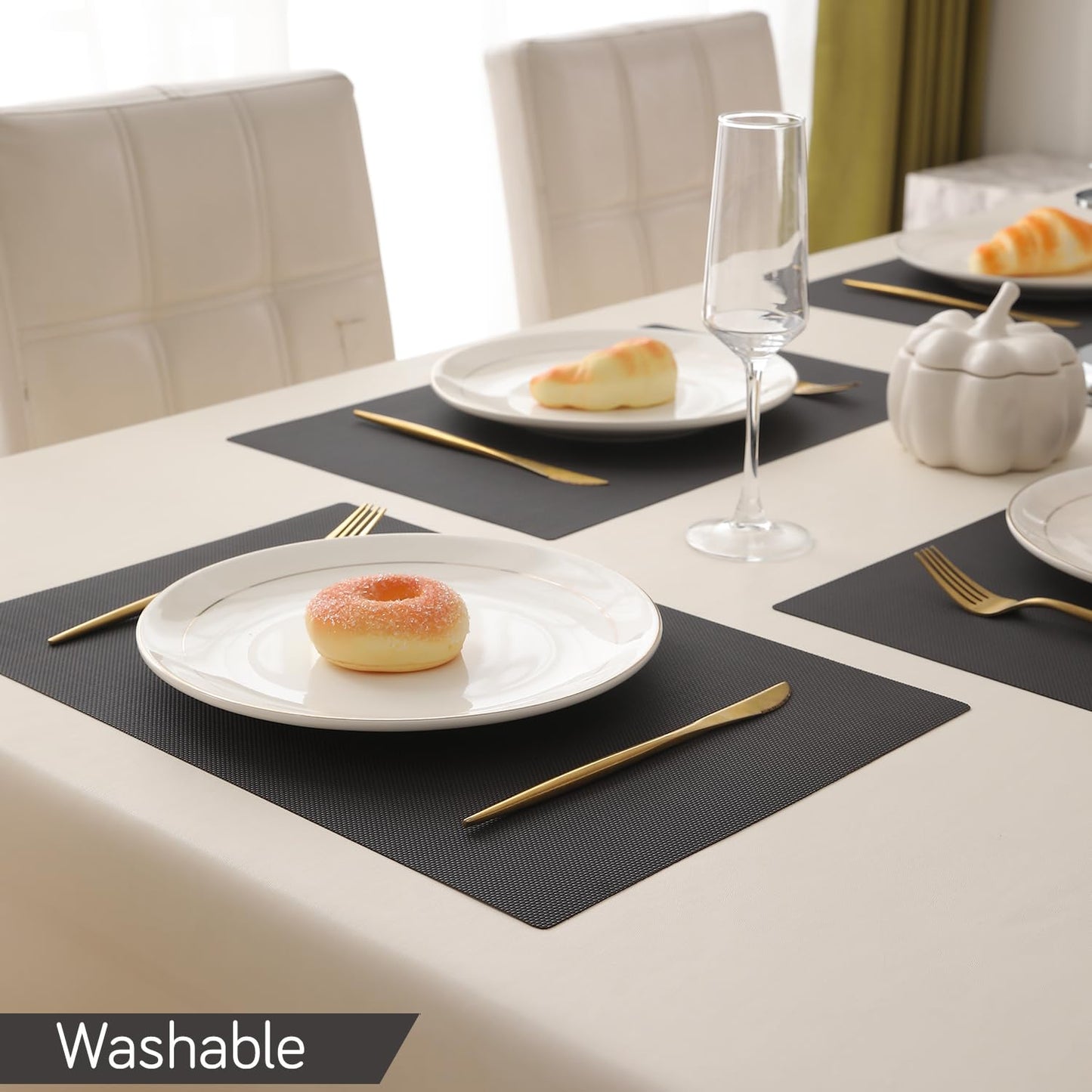 PP Waterproof Dining Table Mat, Chocolate Brown